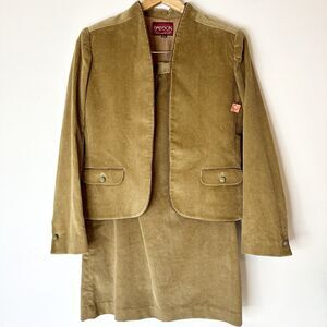 VTG 70s Corduroy Women'sSuit Set Blazer &‎ Straight Skirt New With Tag Sz 8/9